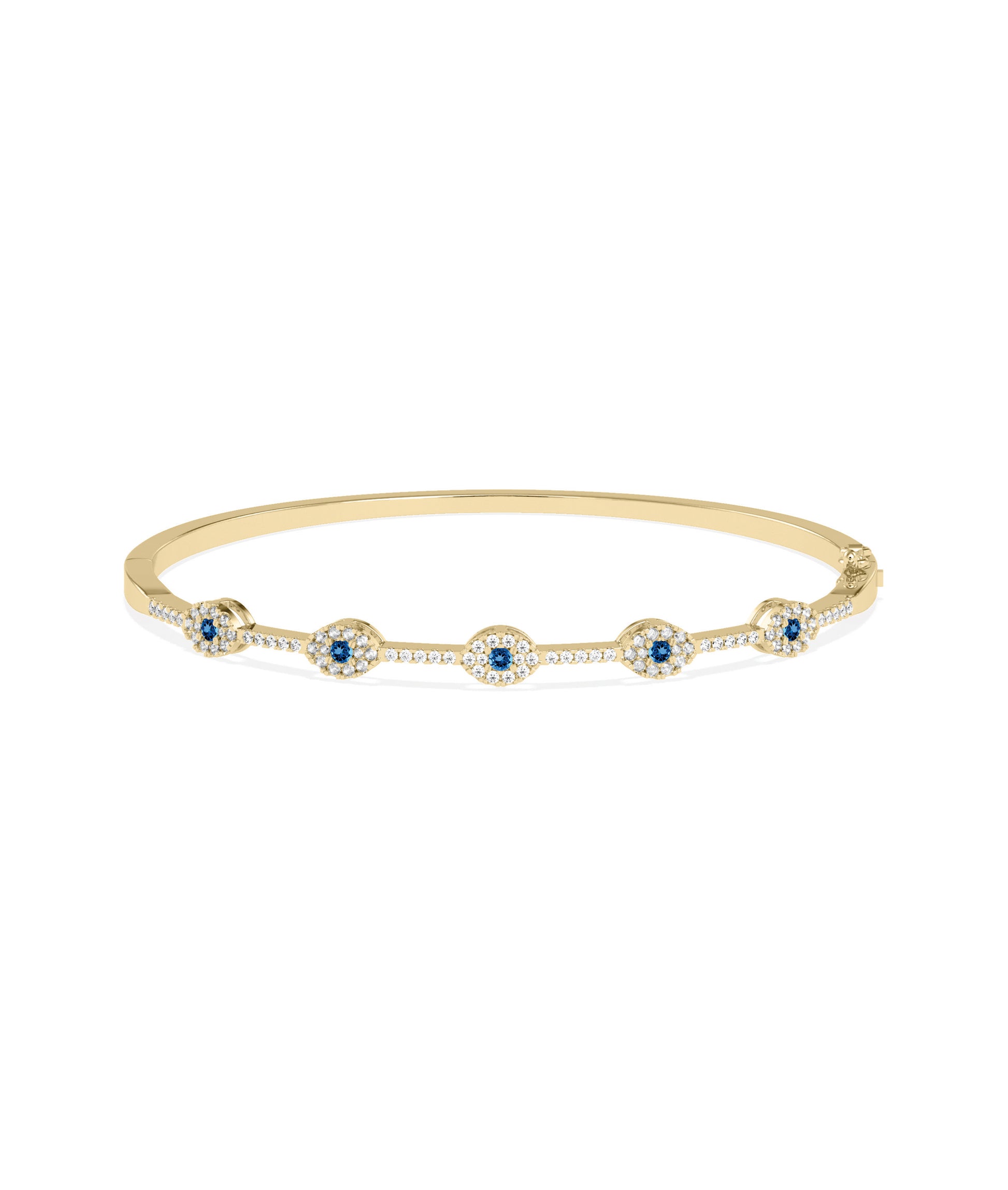 Birthstone and Diamond Evil Eye Bangle | Diamond Bangle