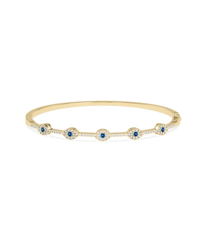 Birthstone and Diamond Evil Eye Bangle | Diamond Bangle