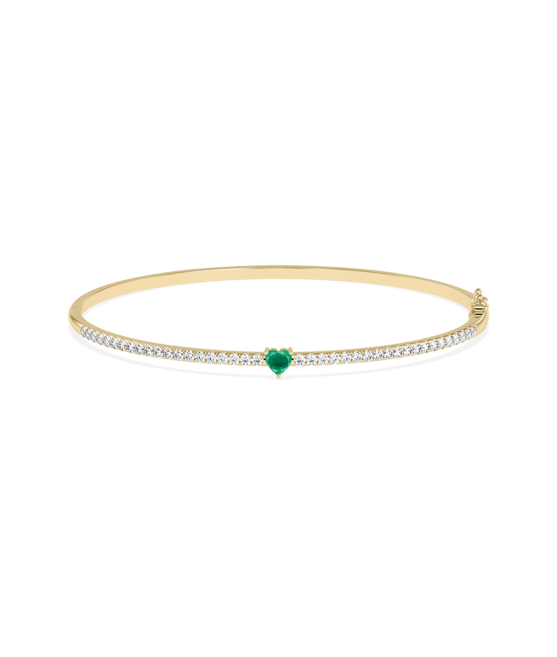 Birthstone and Diamond Heart Shape Bangle | Diamond Bangle 