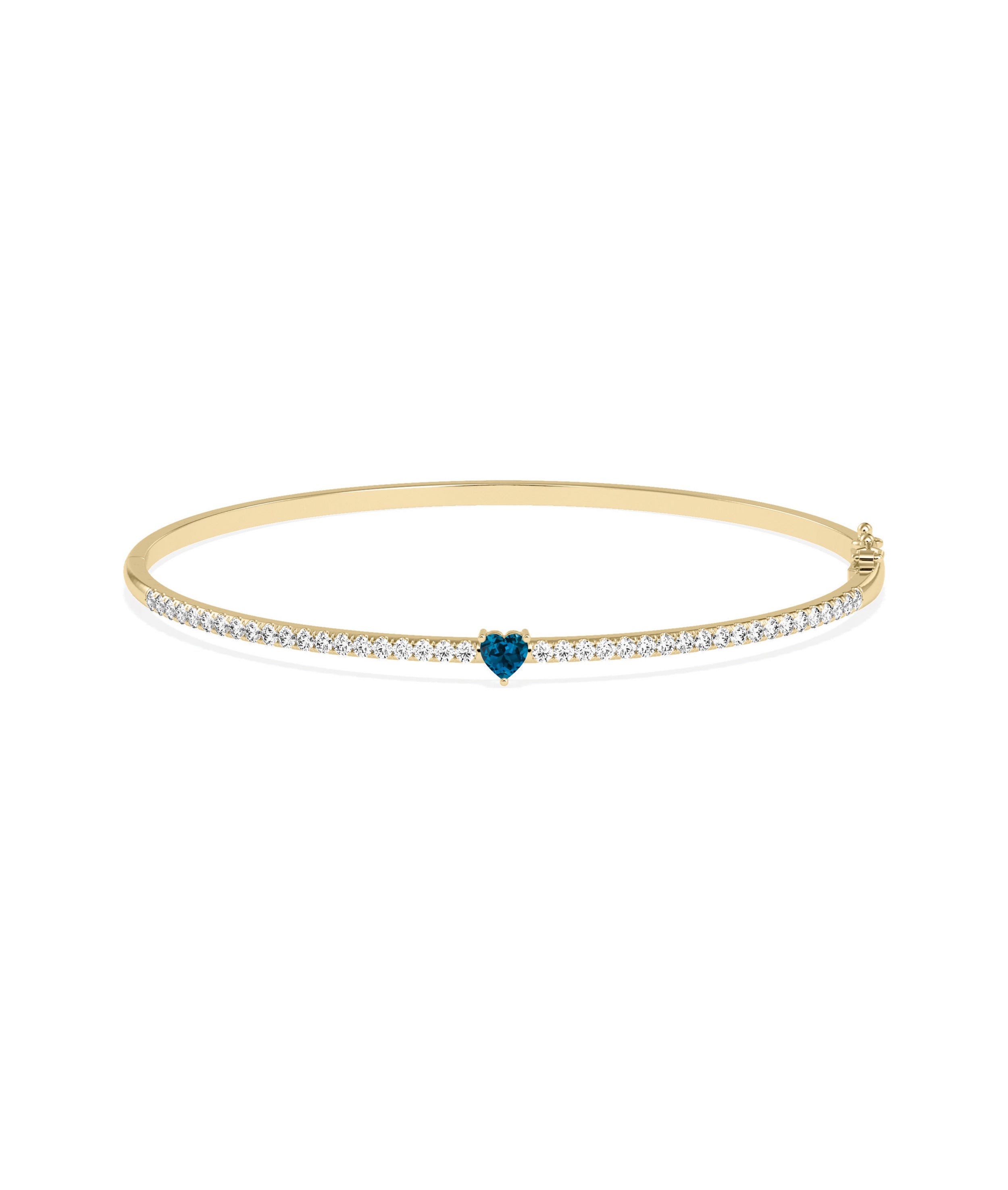 Birthstone and Diamond Heart Shape Bangle | Diamond Bangle 