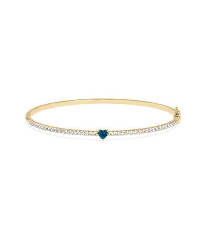 Birthstone and Diamond Heart Shape Bangle | Diamond Bangle 