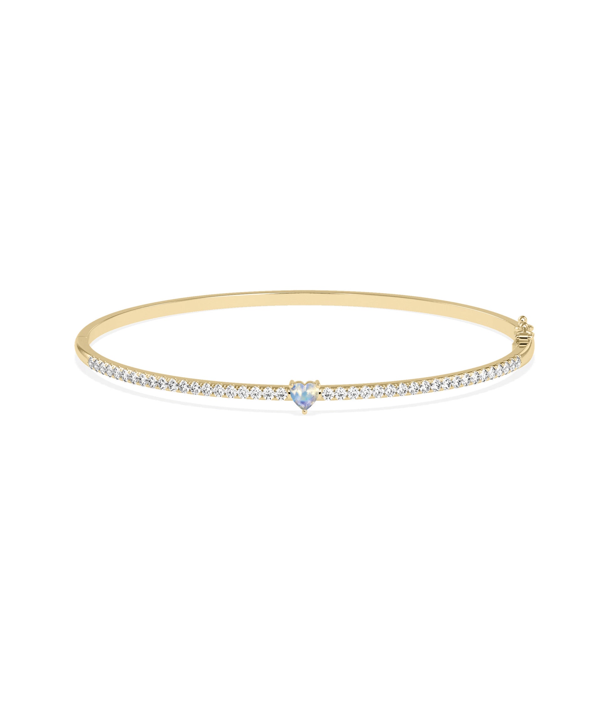 Birthstone and Diamond Heart Shape Bangle | Diamond Bangle 