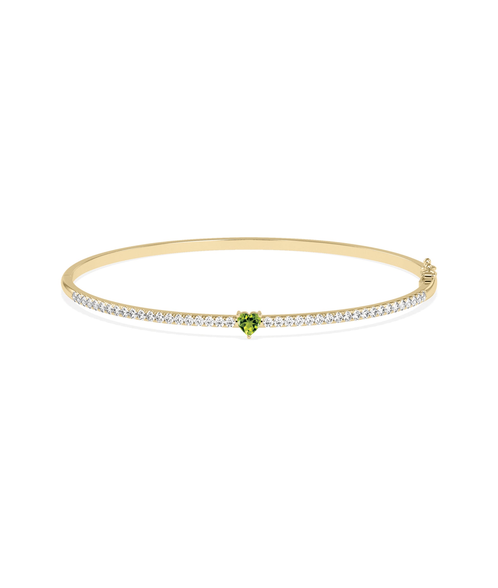 Birthstone and Diamond Heart Shape Bangle | Diamond Bangle 