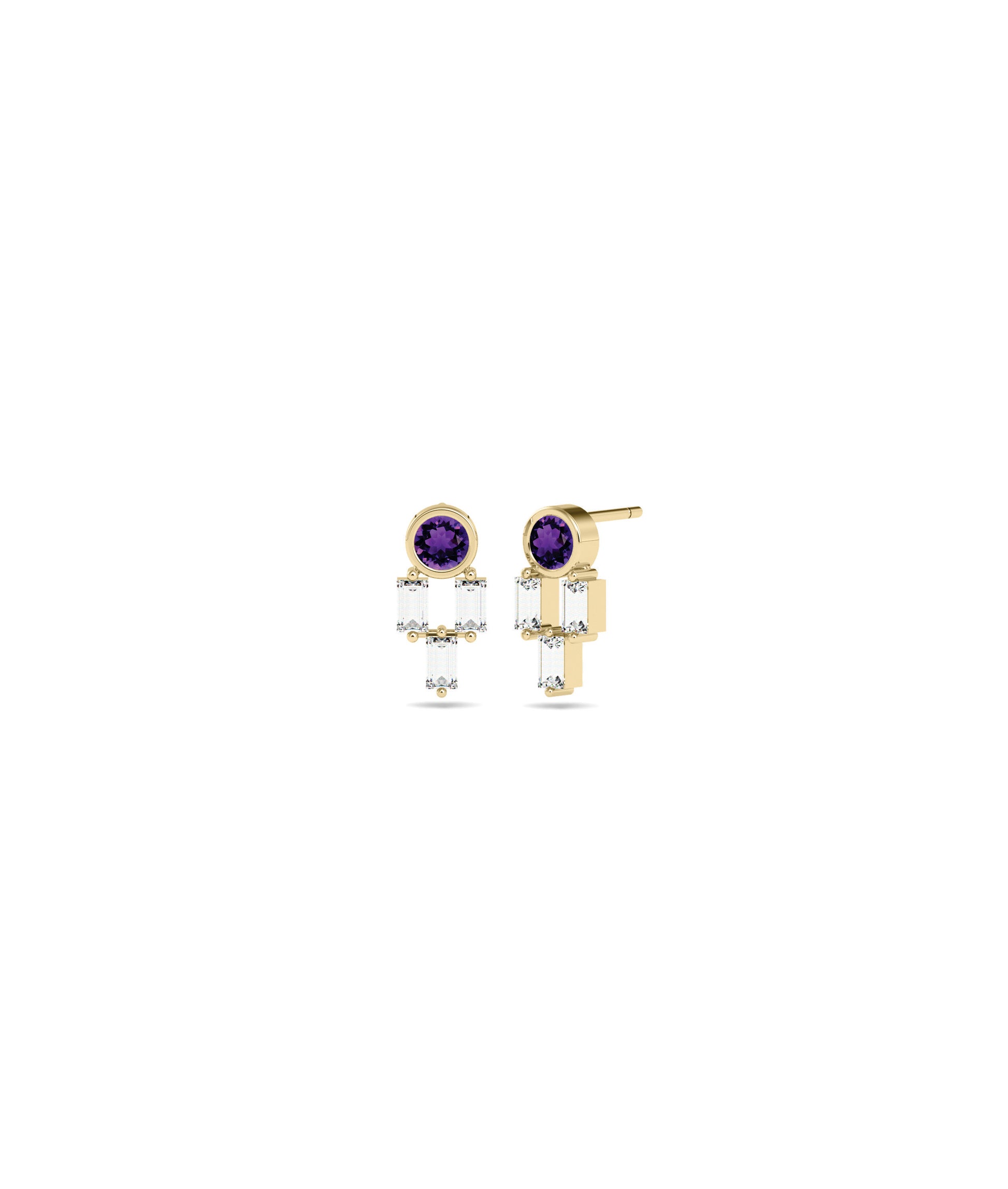 Birthstone and Diamond Stud Earring | Diamond Earrings 