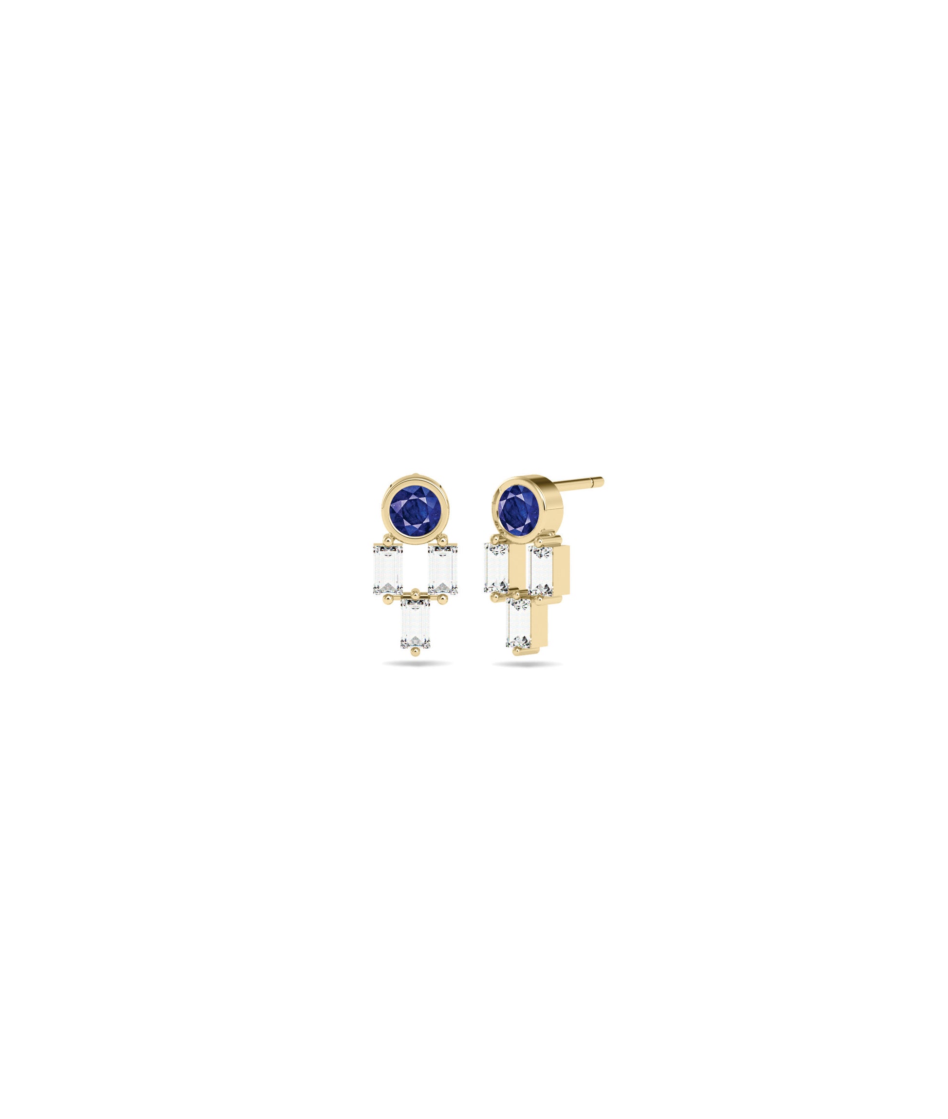 Birthstone and Diamond Stud Earring | Diamond Earrings 