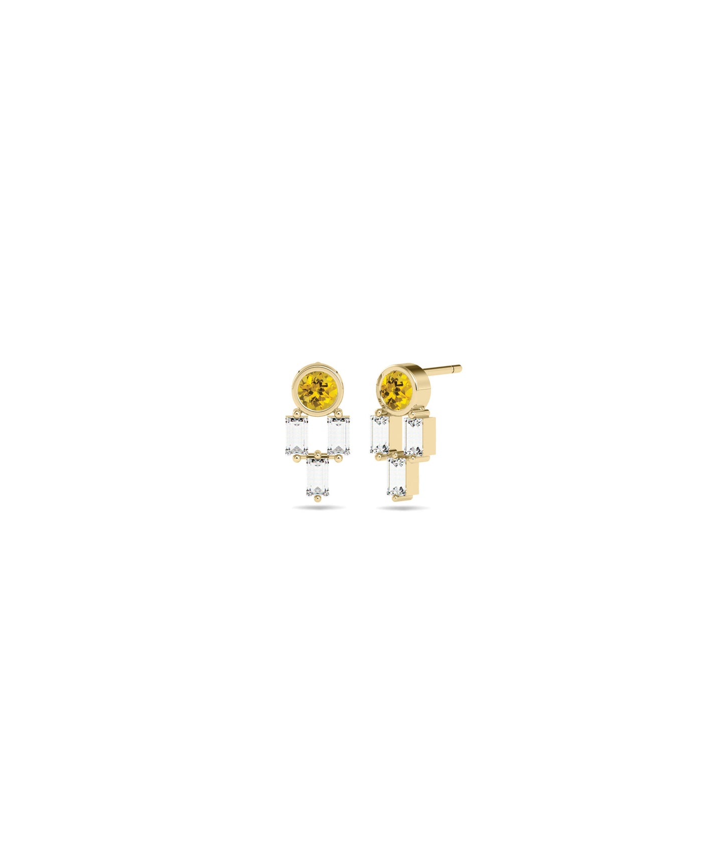 Birthstone and Diamond Stud Earring | Diamond Earrings 