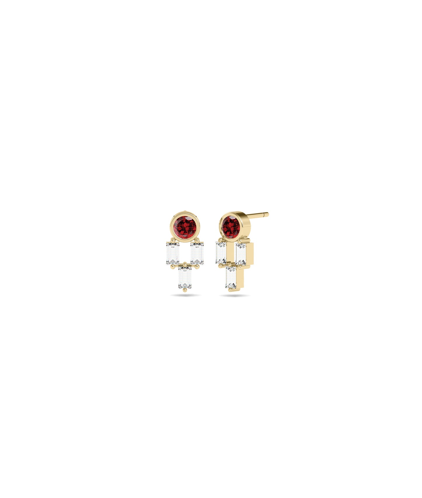 Birthstone and Diamond Stud Earring | Diamond Earrings 