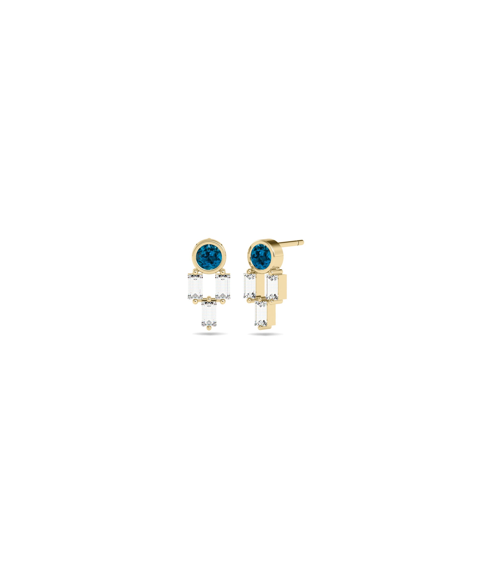 Birthstone and Diamond Stud Earring | Diamond Earrings 