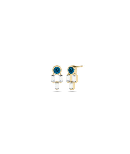 Birthstone and Diamond Stud Earring | Diamond Earrings 