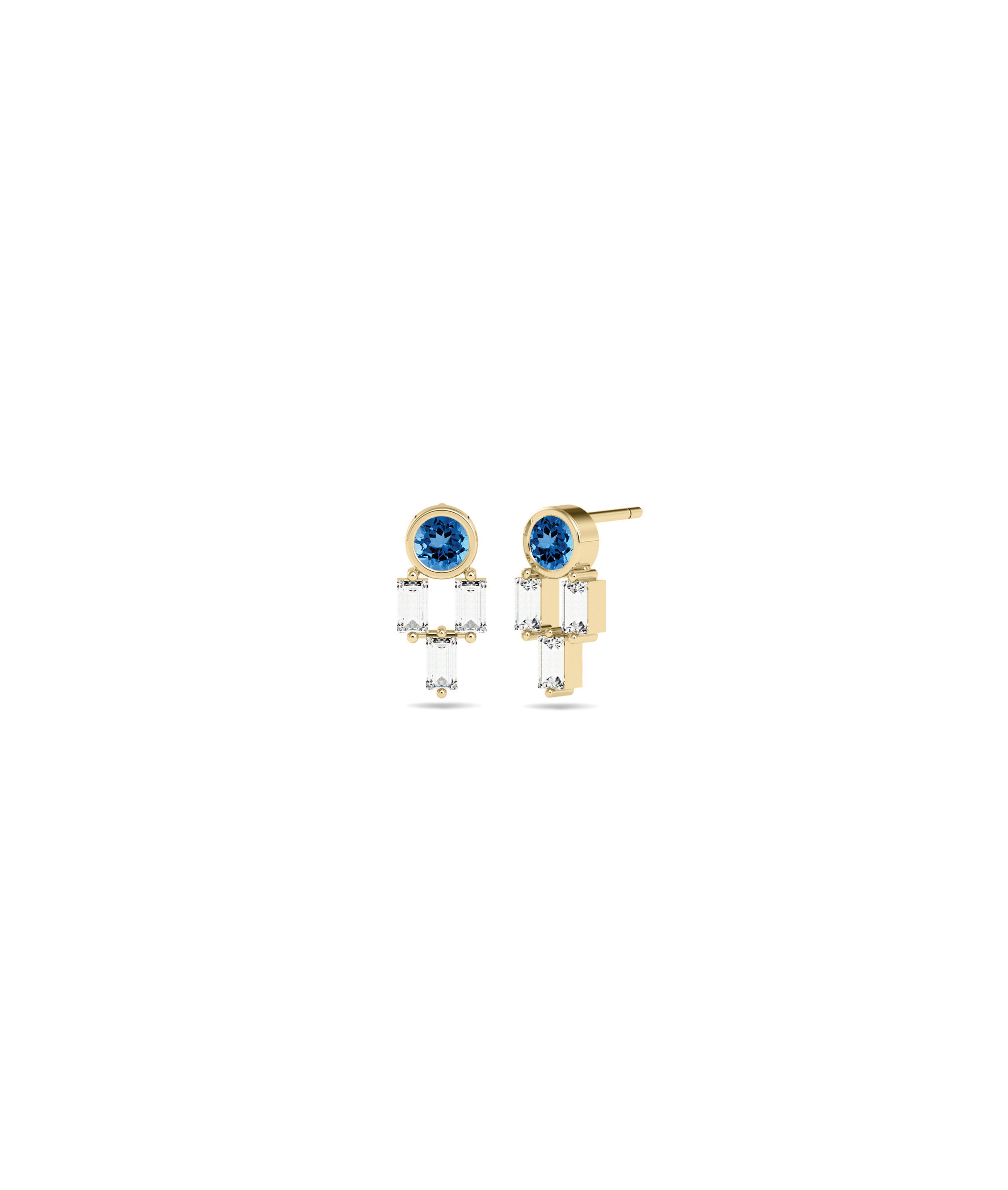 Birthstone and Diamond Stud Earring | Diamond Earrings 