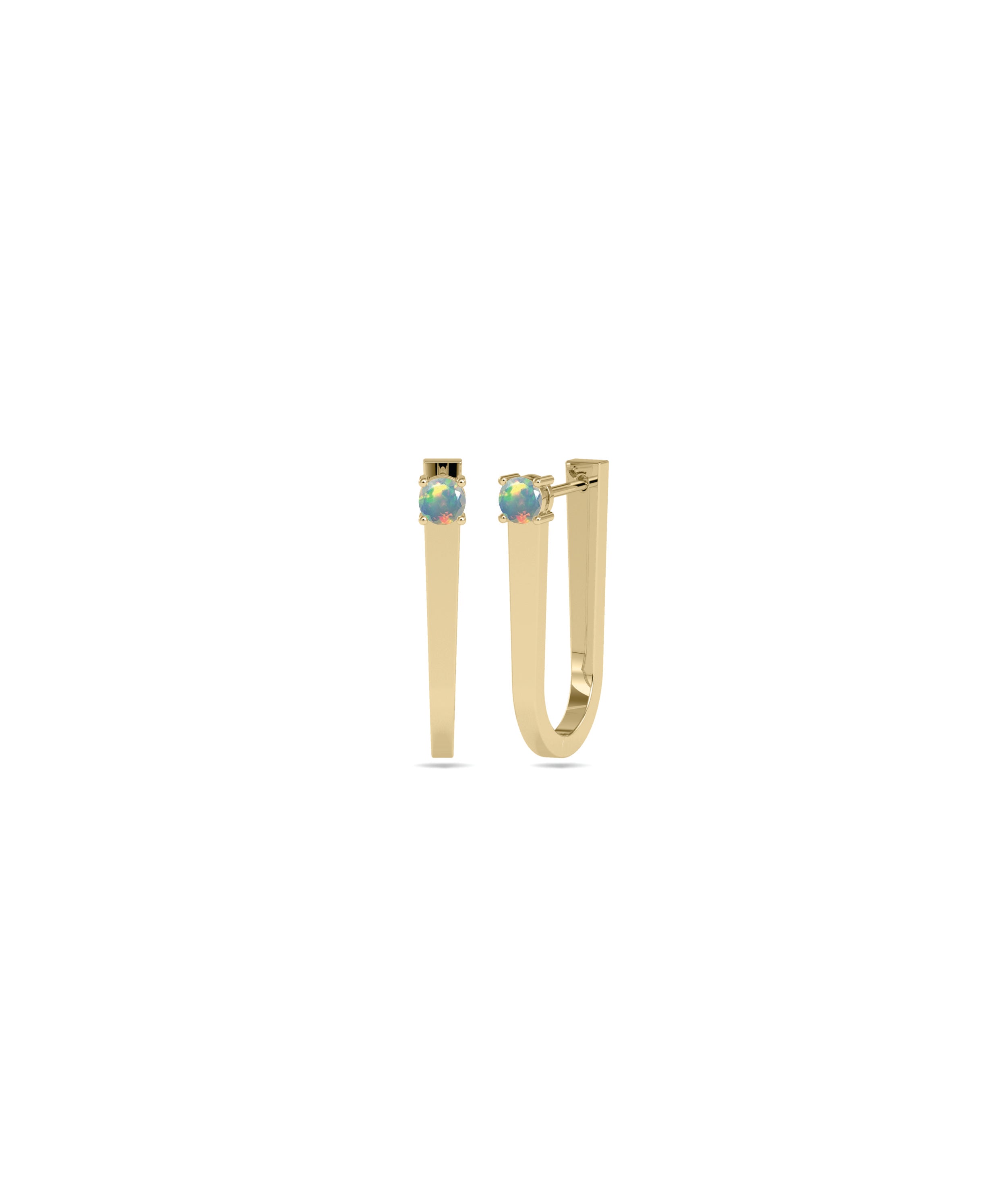 "U Shape Birthstone Hoop Earrings - Stylish Diamond Earrings for Everyday Jewelry"