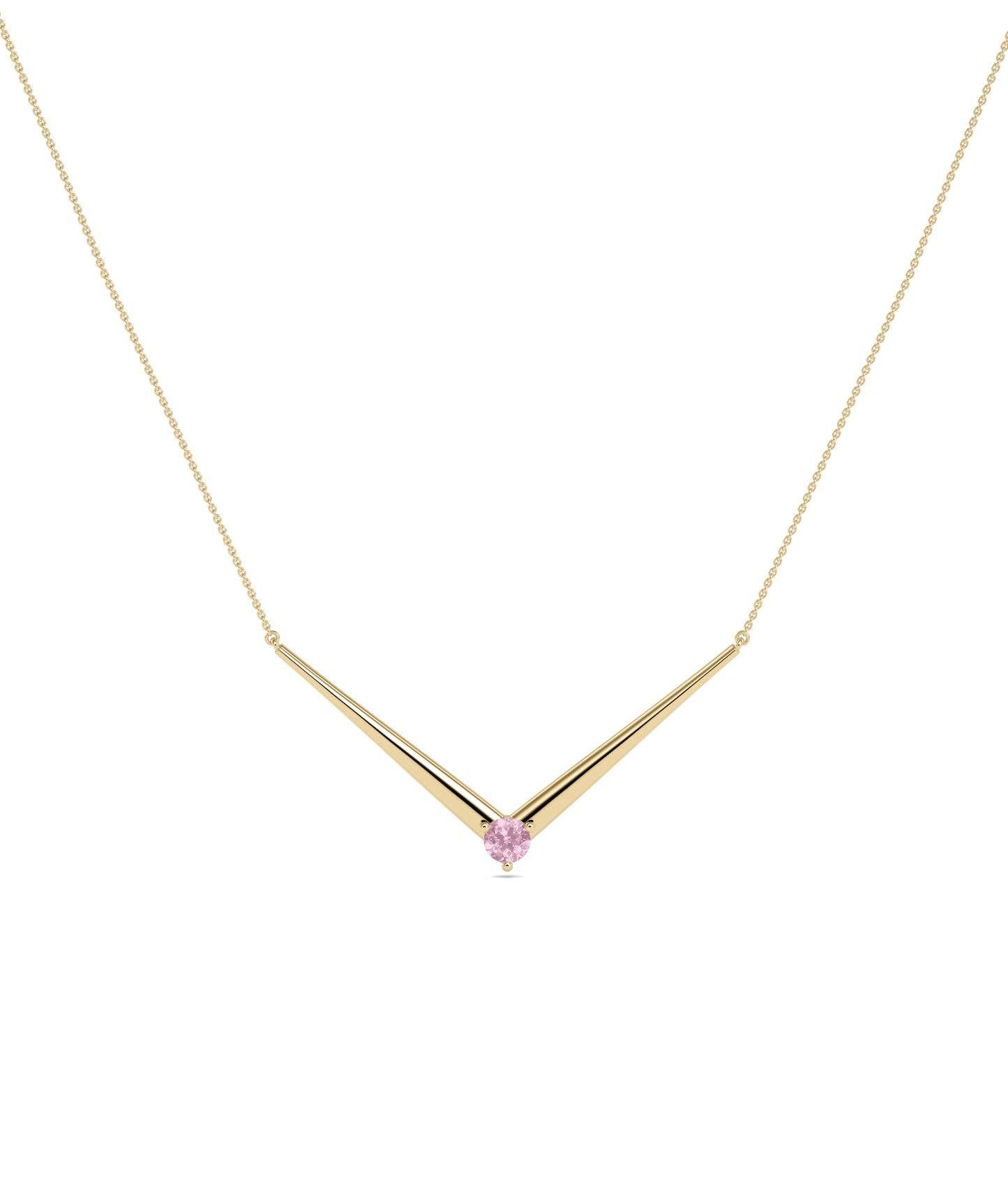 "Chevron Birthstone Solitaire Necklace - Elegant Diamond Necklace"