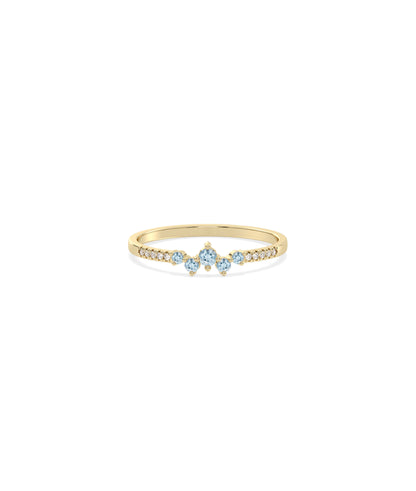 Birthstone Cluster and Diamond Band Ring | Everyday Jewelry 