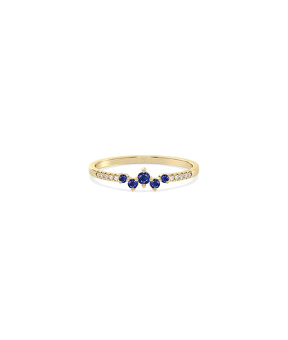 Birthstone Cluster and Diamond Band Ring | Everyday Jewelry 