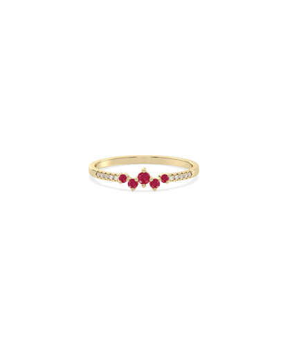 Birthstone Cluster and Diamond Band Ring | Everyday Jewelry 