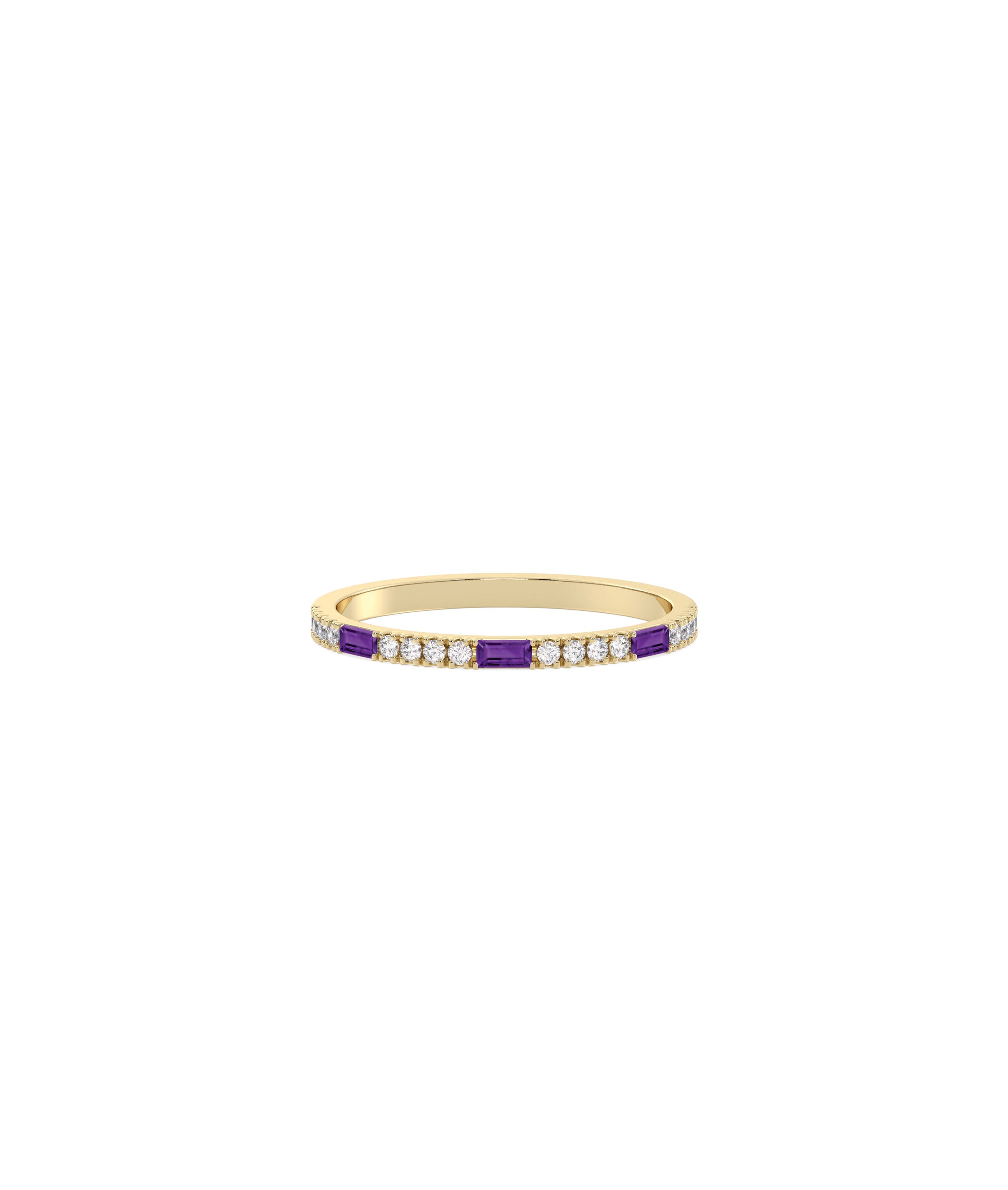 Birthstone Baguette and Diamond Band Ring | Everyday Jewelry 