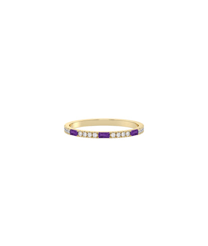 Birthstone Baguette and Diamond Band Ring | Everyday Jewelry 