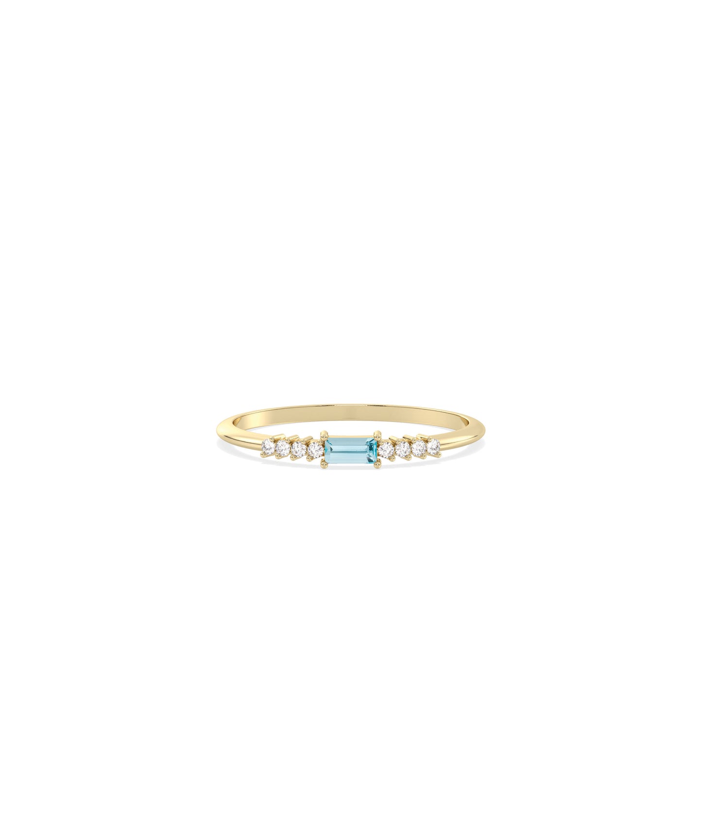 Birthstone Baguette and Diamond Ring