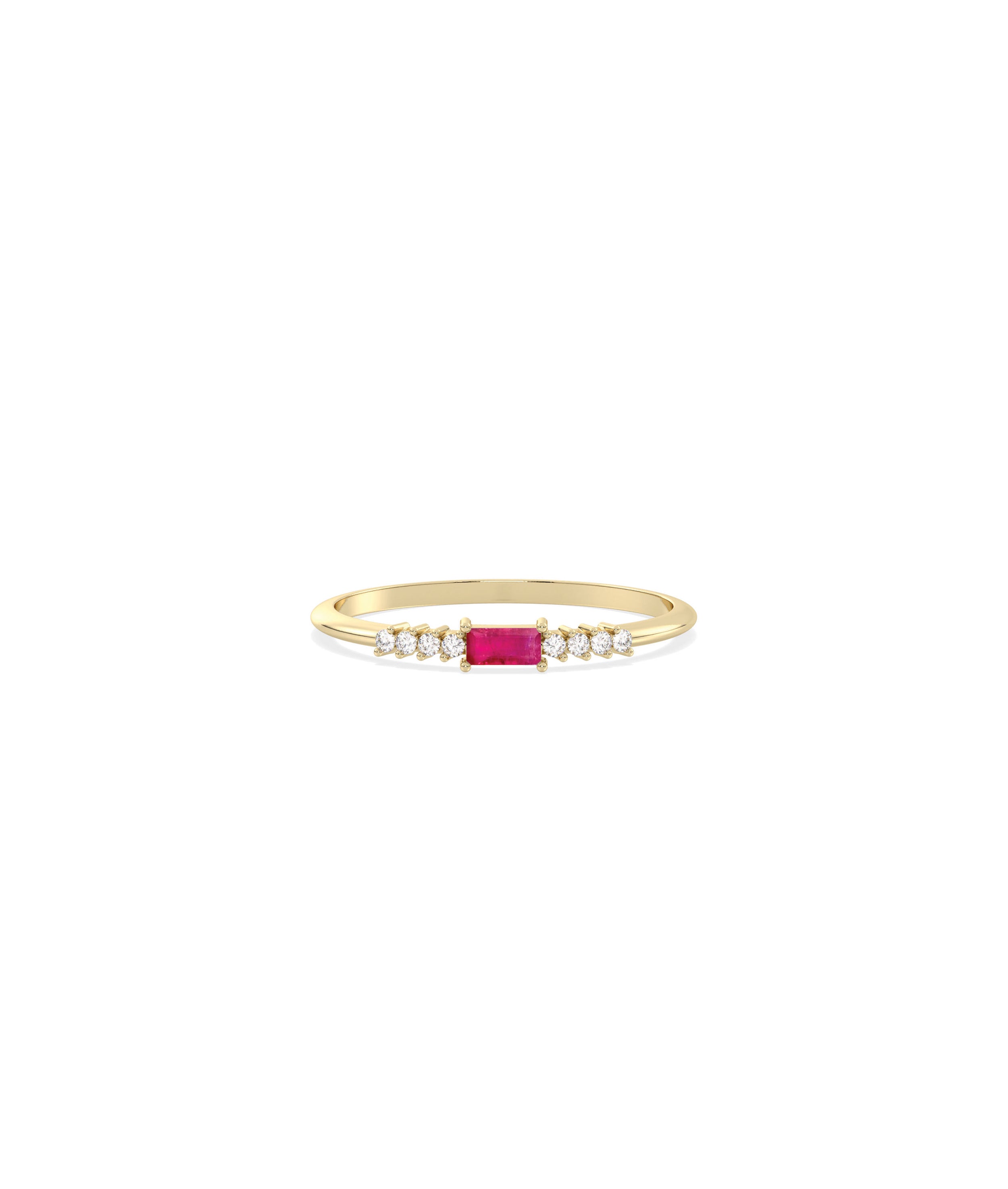 Birthstone Baguette and Diamond Ring