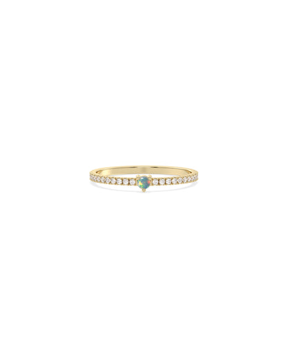 Heart Shape Birthstone and Diamond Band Ring | Diamond Band Rings