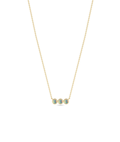 Birthstone 3 Stone Necklace | Diamond Necklace