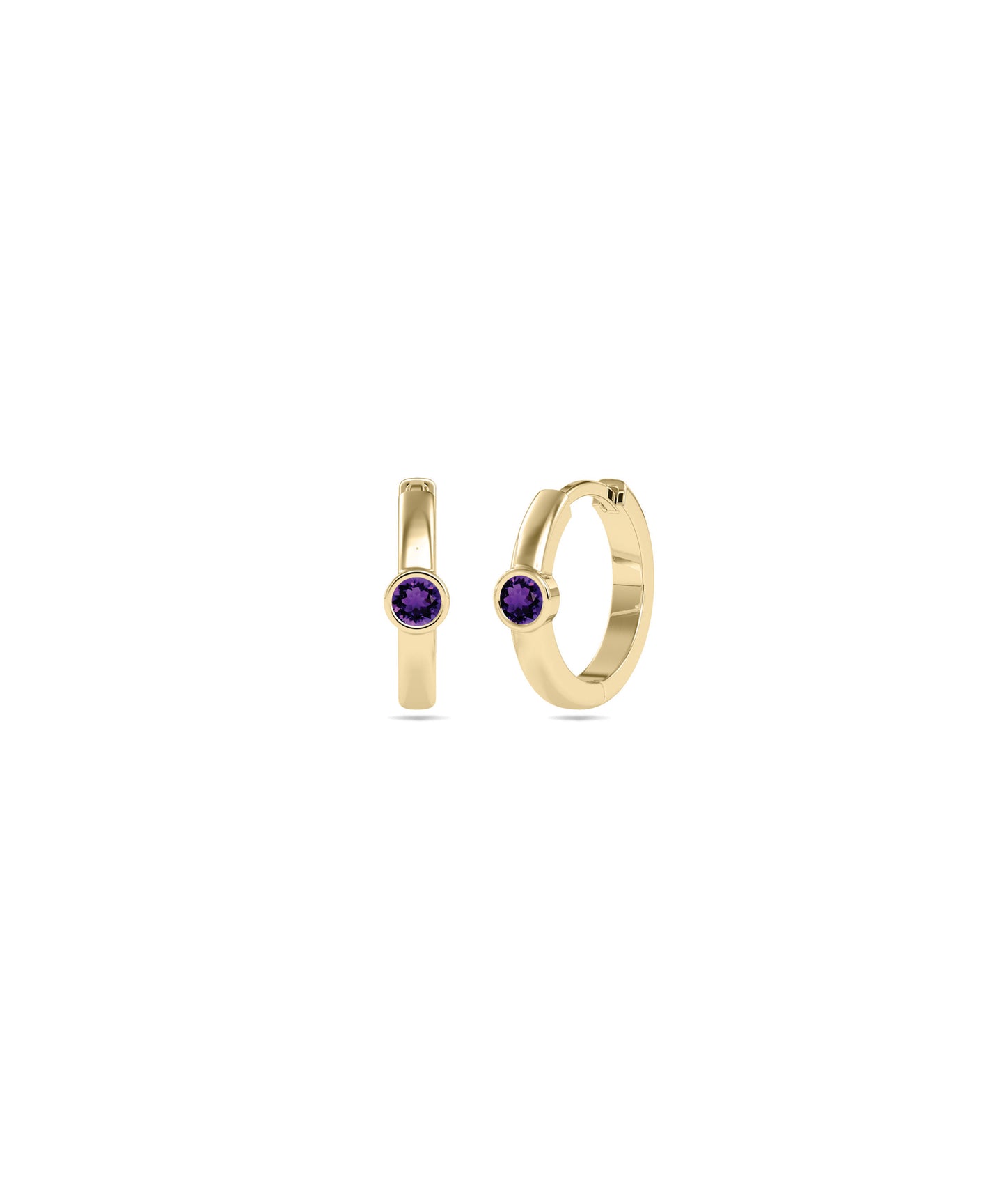 Birthstone Bezel Hoop Earring | Diamond Earrings 