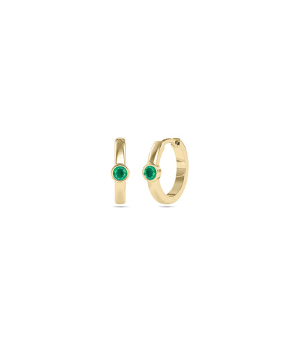 Birthstone Bezel Hoop Earring | Diamond Earrings 