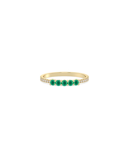 5 Stone Birthstone and Diamond Band Ring | Everyday Jewelry