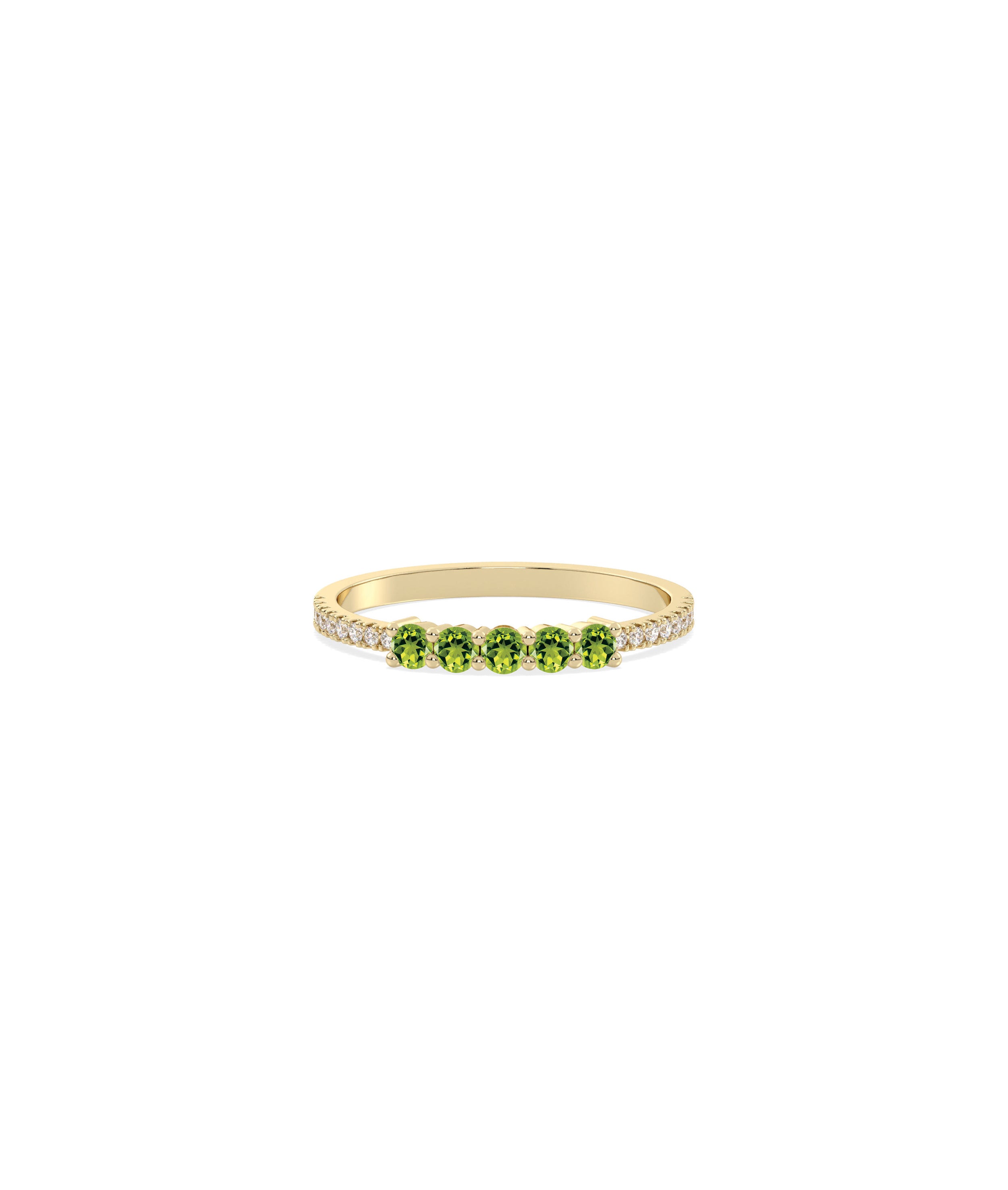 5 Stone Birthstone and Diamond Band Ring