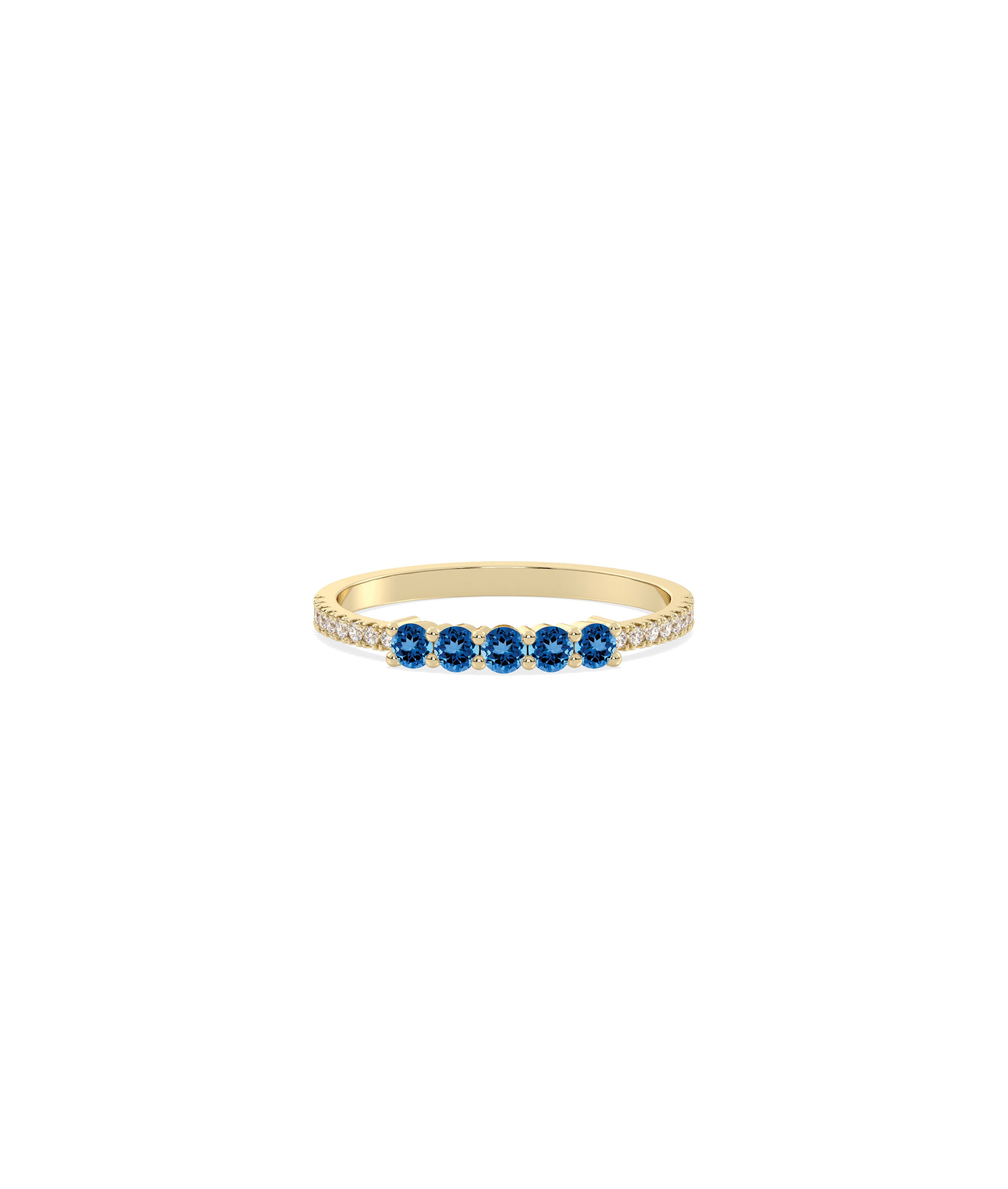 5 Stone Birthstone and Diamond Band Ring | Everyday Jewelry