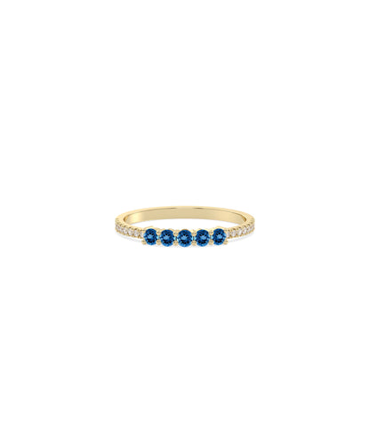 5 Stone Birthstone and Diamond Band Ring | Everyday Jewelry