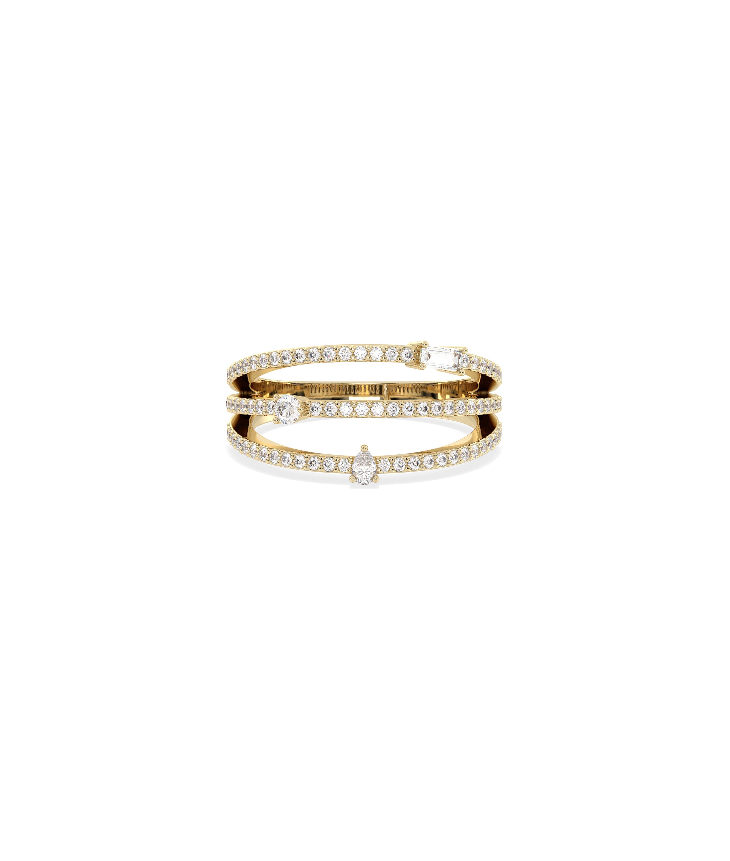 3 Row Birthstone and Diamond Band Ring | Everyday Jewelry