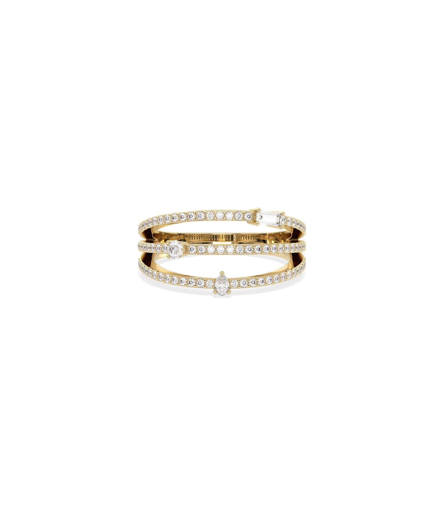 3 Row Birthstone and Diamond Band Ring | Everyday Jewelry