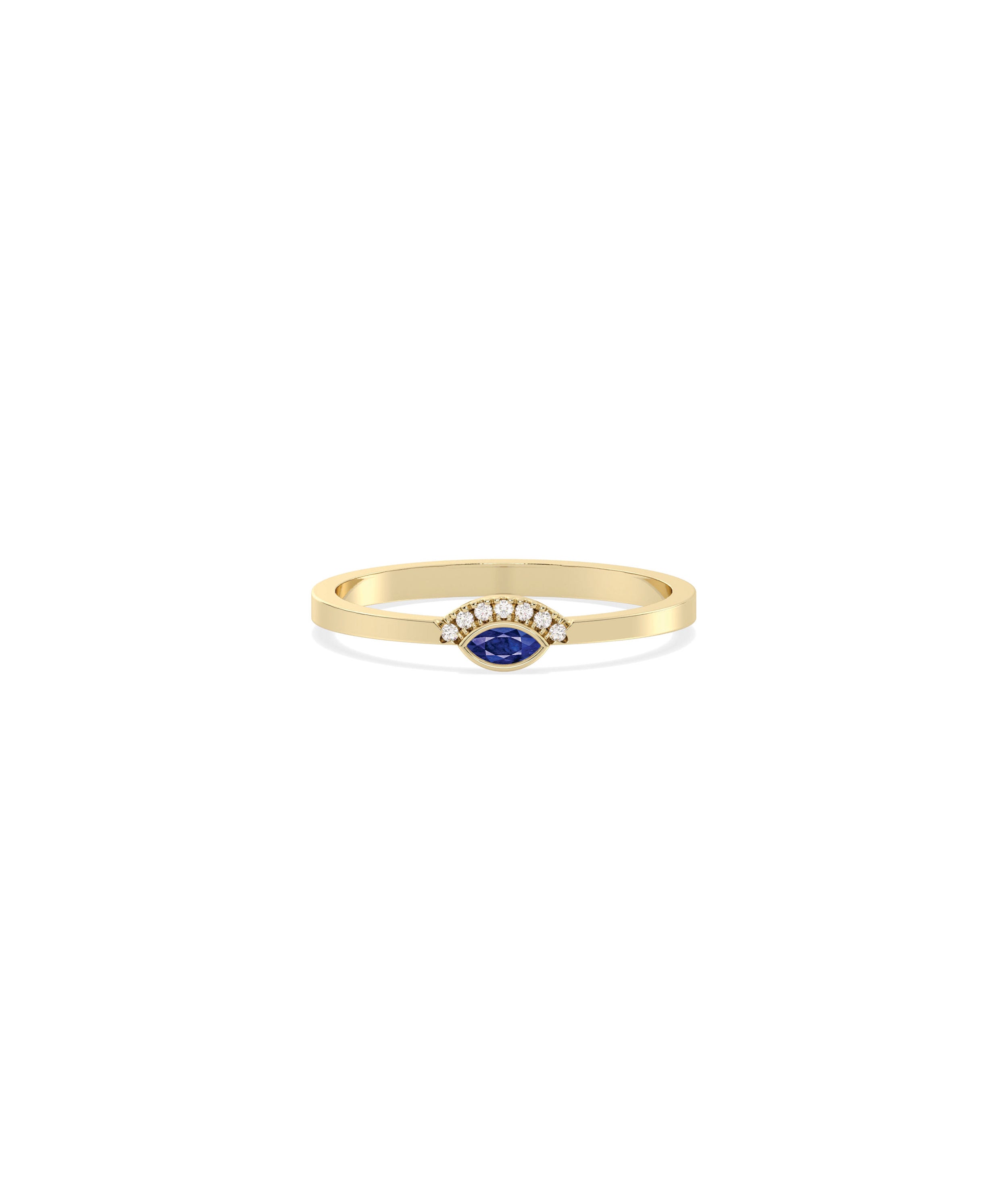 Birthstone and Diamond Evil Eye Ring | Everyday Jewelry Online