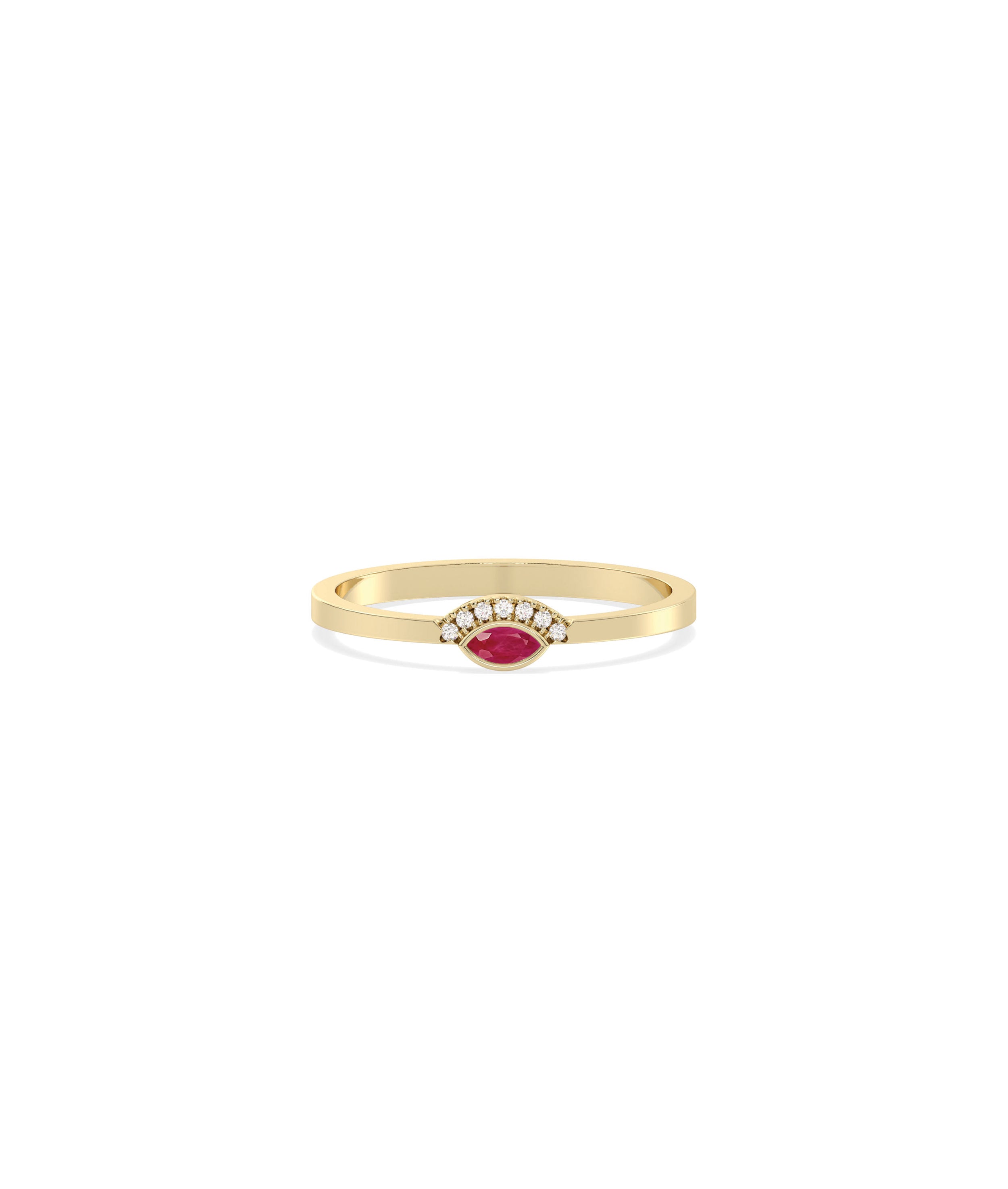 Birthstone and Diamond Evil Eye Ring | Everyday Jewelry Online