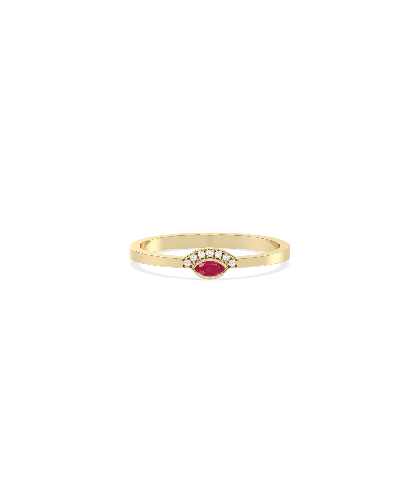 Birthstone and Diamond Evil Eye Ring | Everyday Jewelry Online