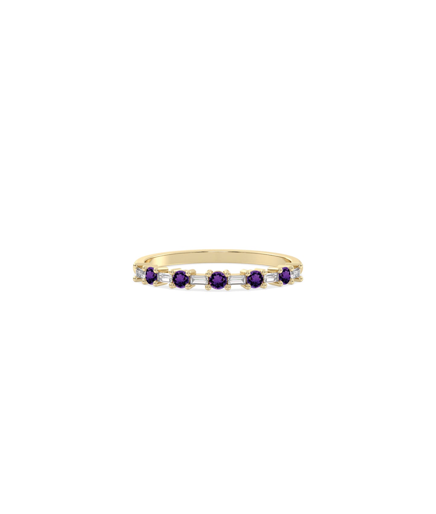 Birthstone and Diamond Station Band Ring | Diamond Band Ring