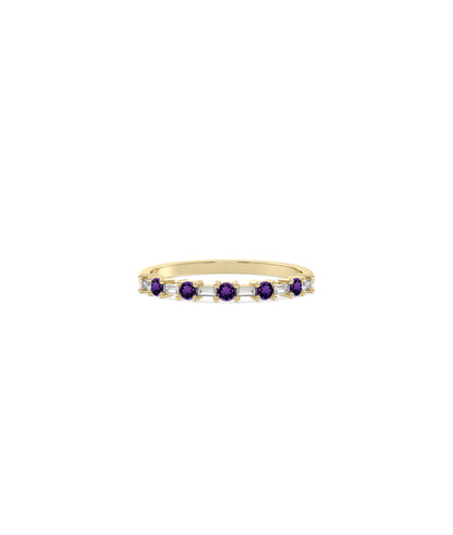 Birthstone and Diamond Station Band Ring | Diamond Band Ring