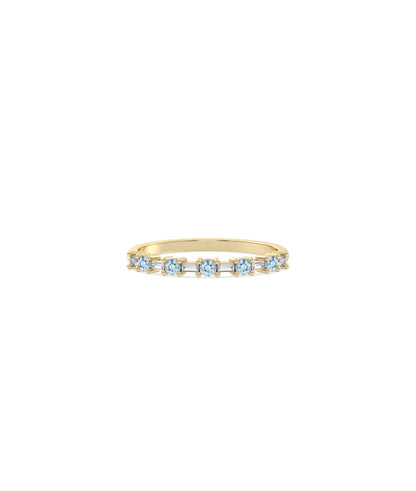 Birthstone and Diamond Station Band Ring | Diamond Band Ring