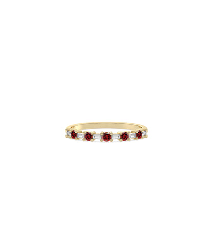 Birthstone and Diamond Station Band Ring | Diamond Band Ring