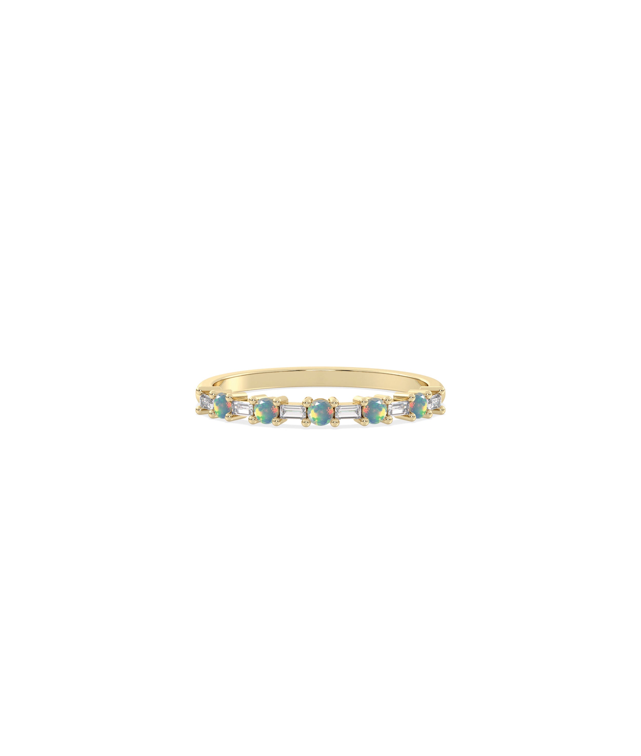 Birthstone and Diamond Station Band Ring | Diamond Band Ring