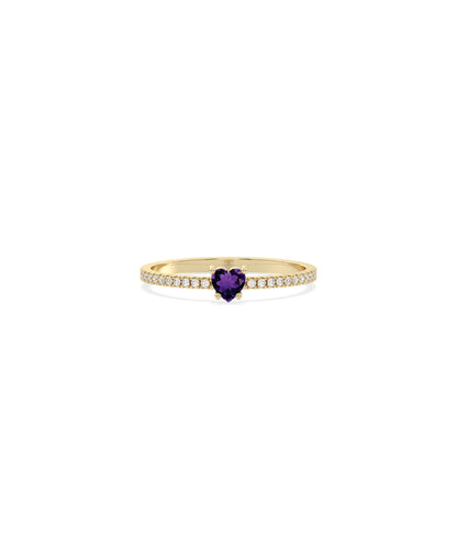 Heart Shape Birthstone and Diamond Band Ring | Diamond Band Rings