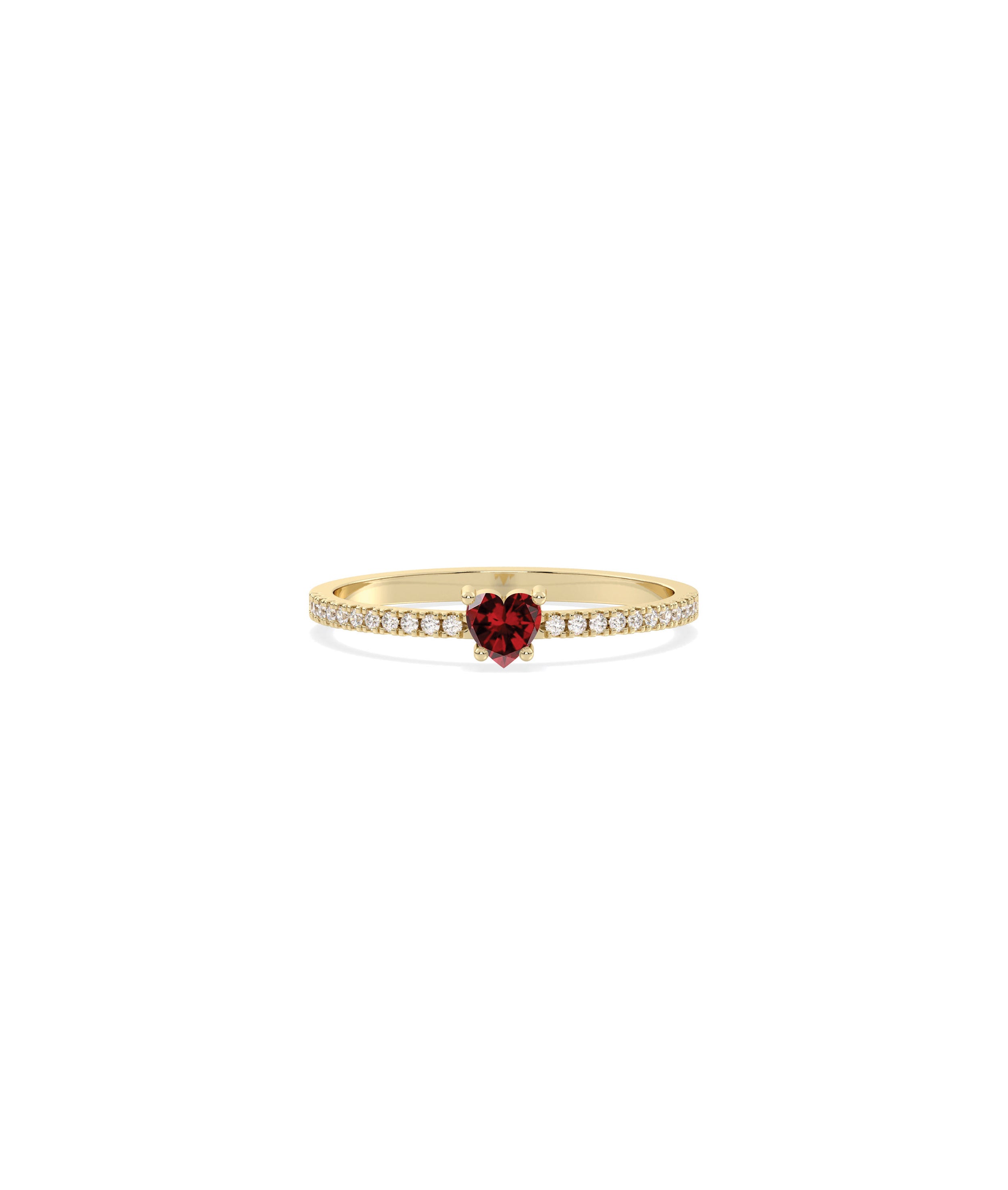 Heart Shape Birthstone and Diamond Band Ring | Diamond Band Rings