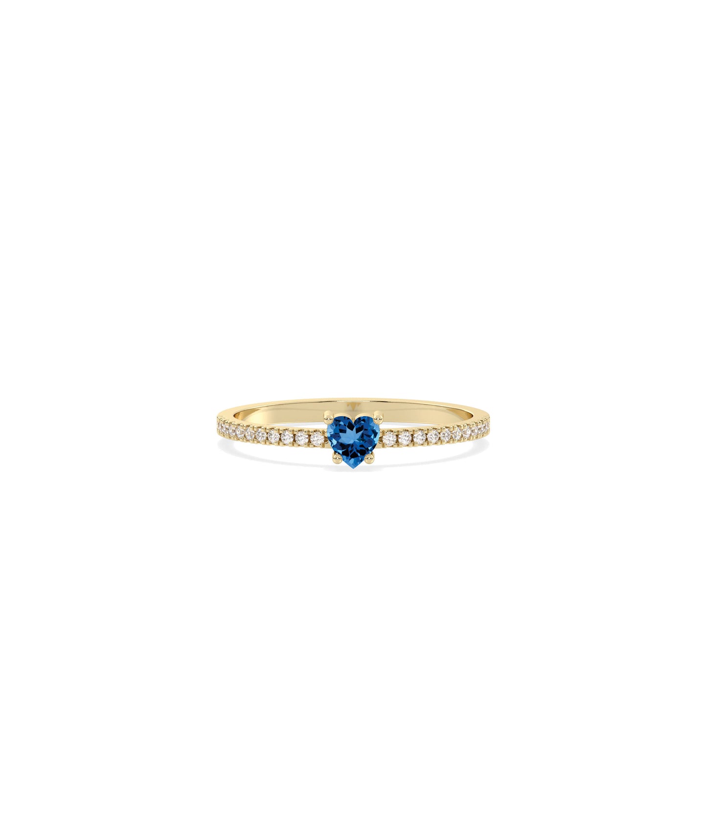 Heart Shape Birthstone and Diamond Band Ring | Diamond Band Rings