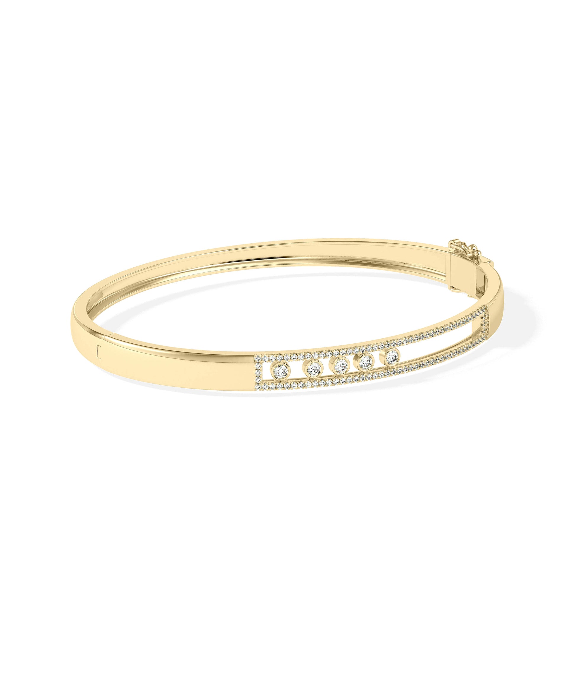 Moving Diamond Channel Set Bangle- Diamond bangle bracelet