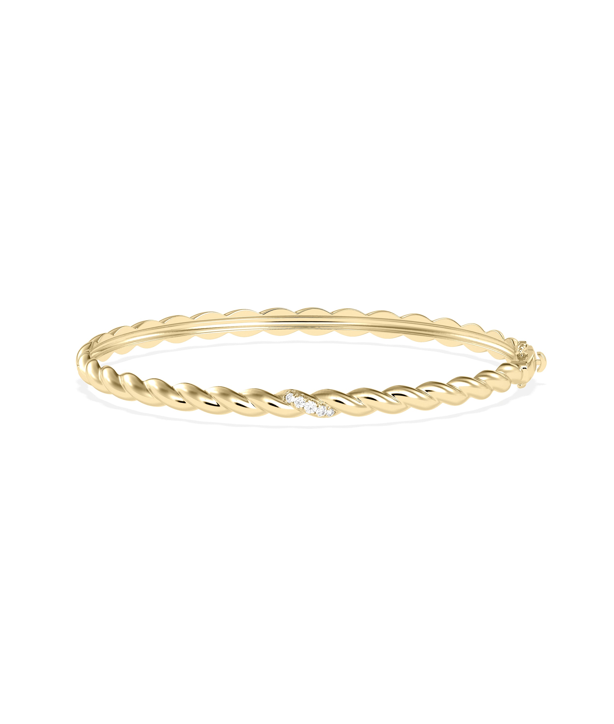 Natural Diamond Twist Bangle - Elegant Diamond Bangle