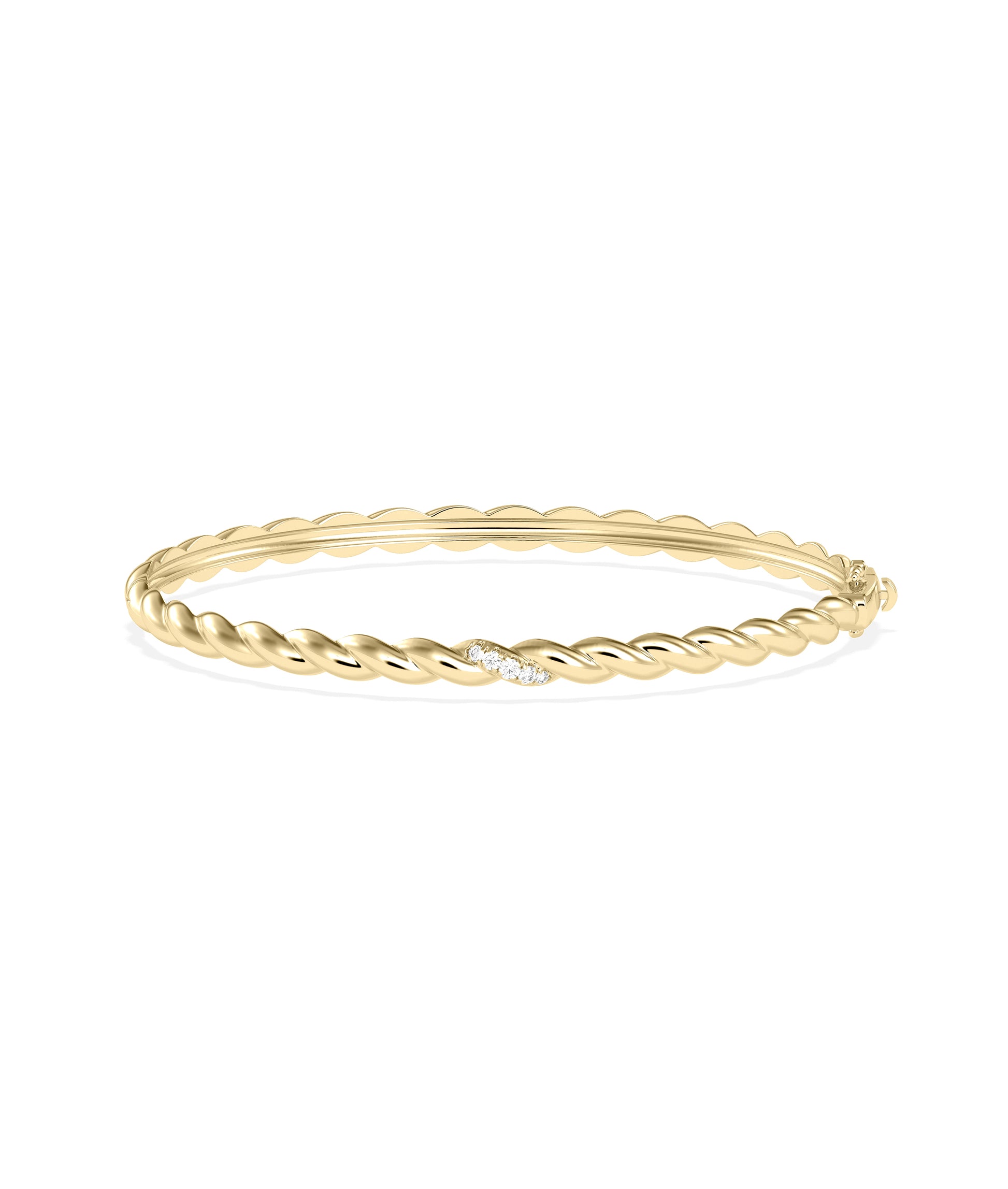 Natural Diamond Twist Bangle - Elegant Diamond Bangle