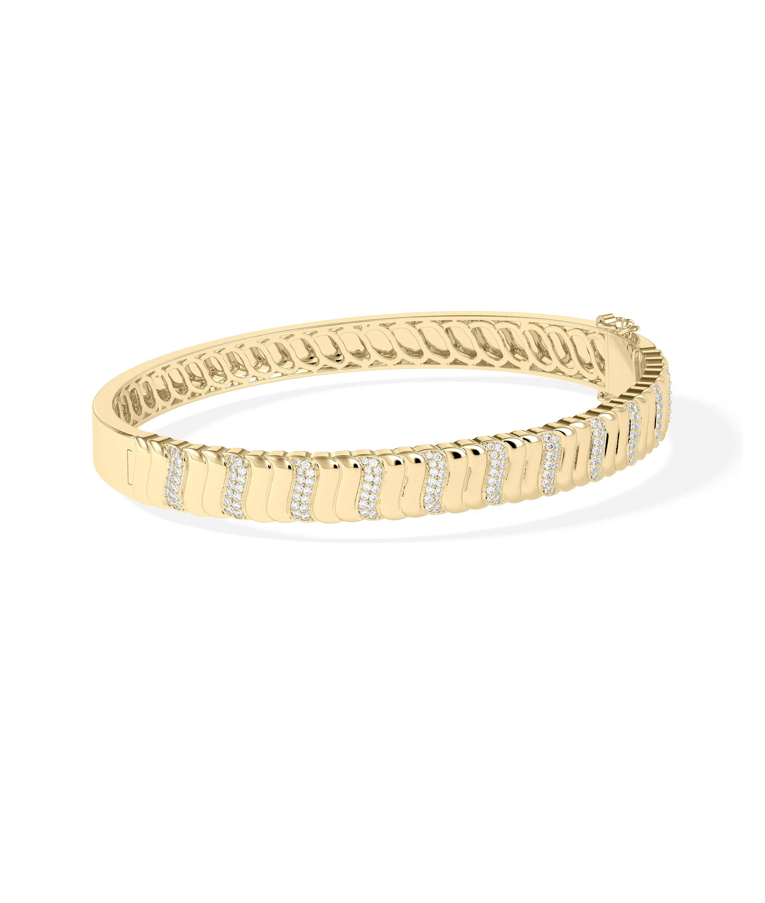 S Diamond Groove Bangle- diamond bangles