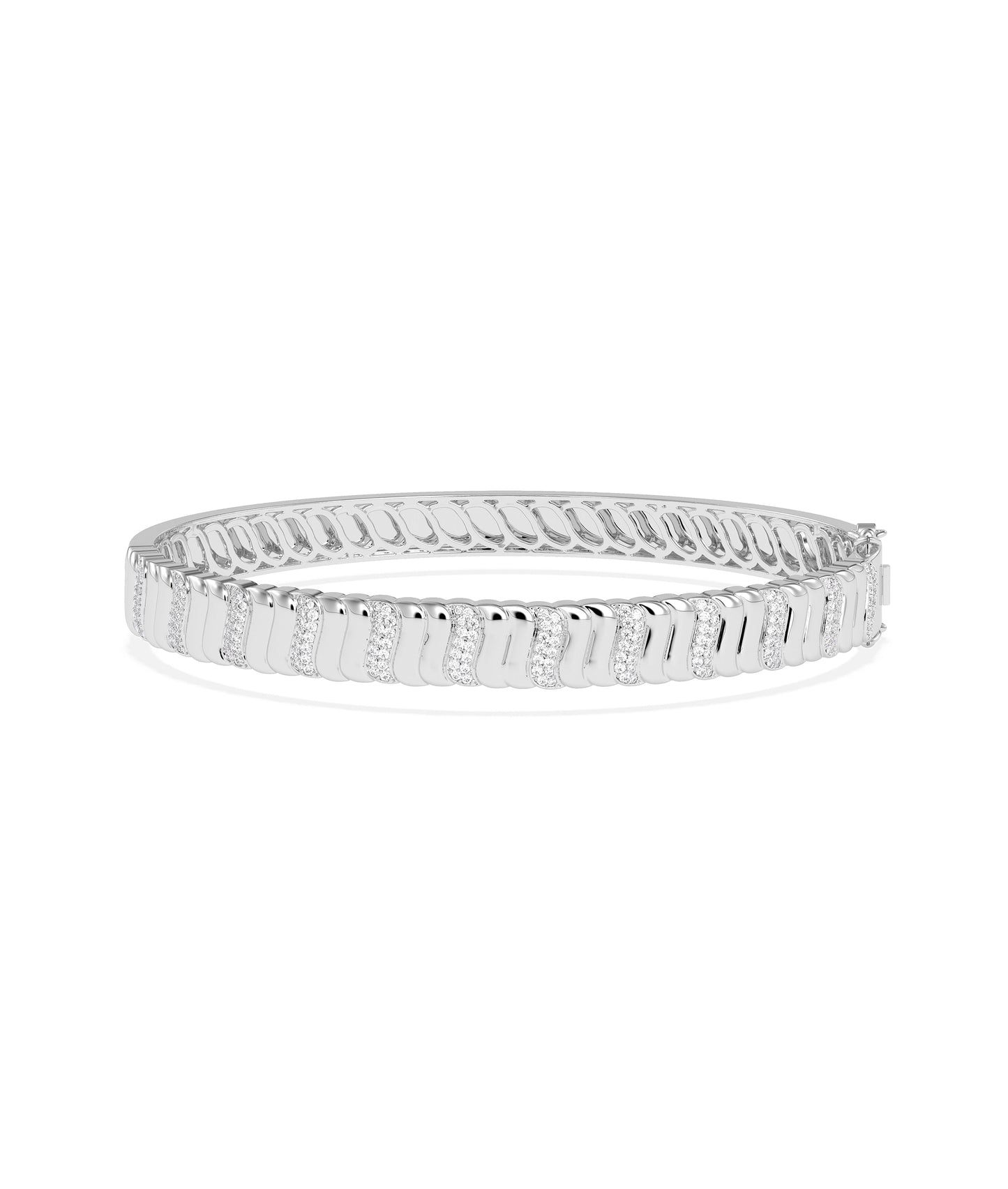 S Diamond Groove Bangle- diamond bangles