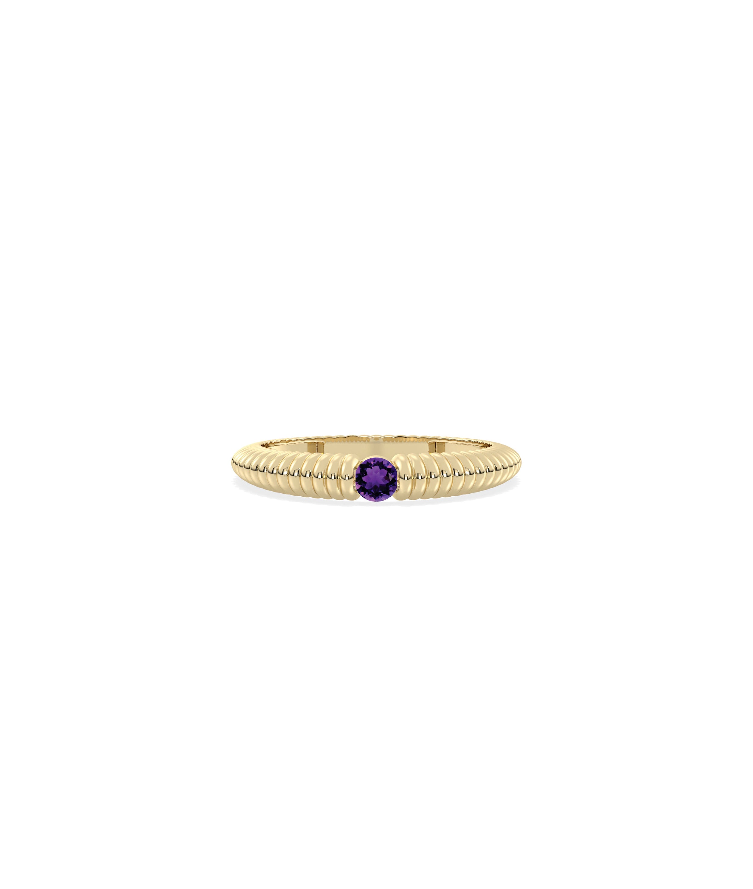 Birthstone Solitaire Groove Band Ring - Elegant Diamond Band Ring for Personalized Style